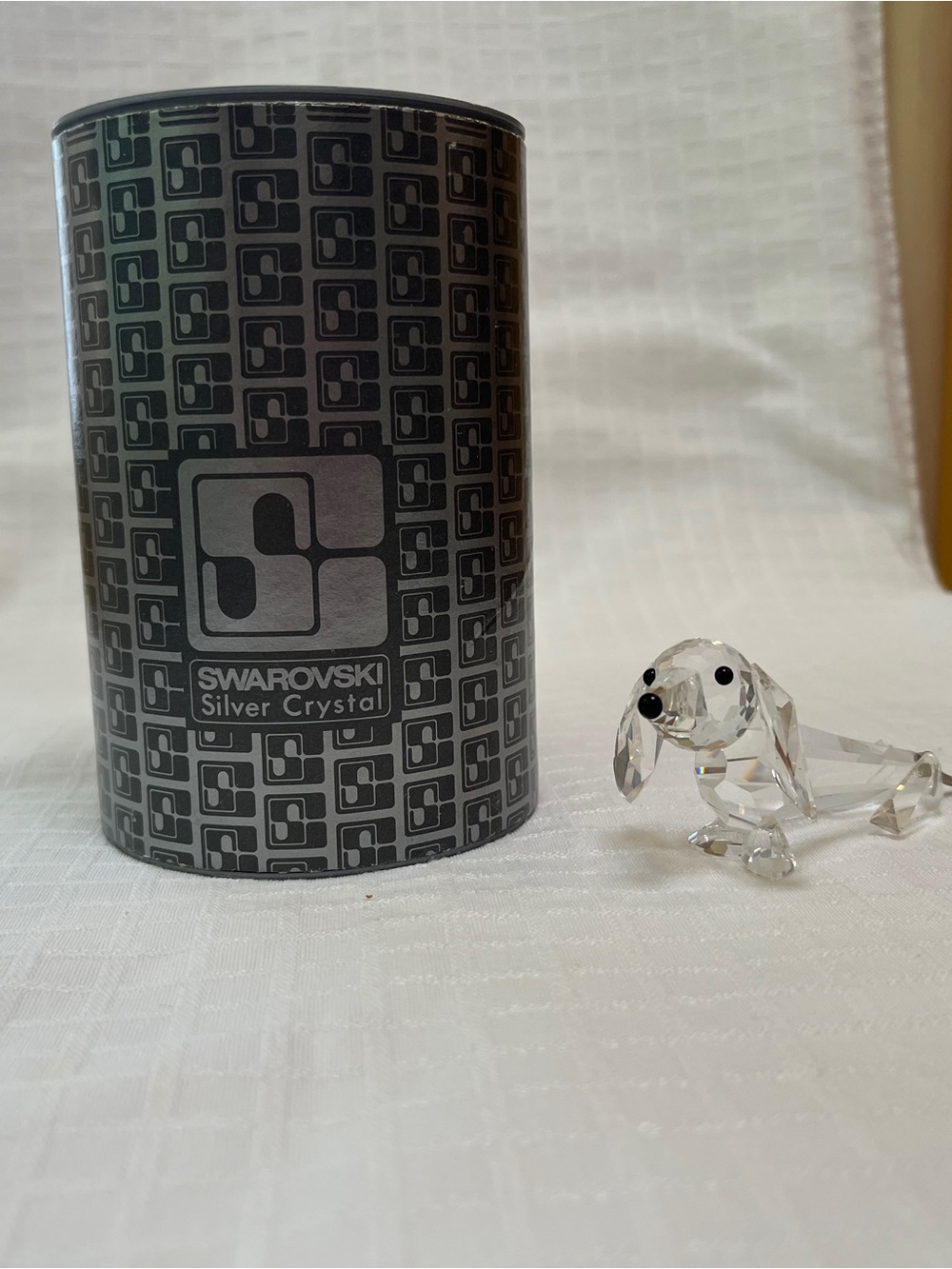 Swarovski Clear Crystal Dachshund Figurine with Black Eyes